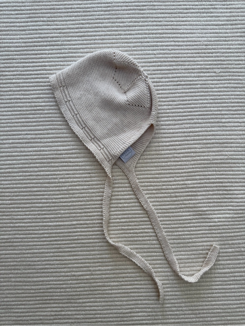 Pepa London Openwork Knitted Bonnet in Beige (Size S)